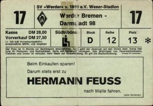Ticket Bl 81/82 Werder Bremen - Darmstadt 98 - Picture 1 of 1