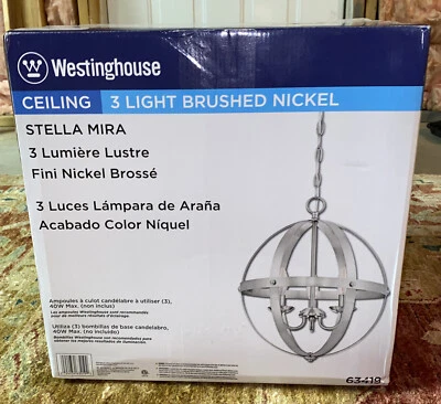 Westinghouse 6341800 Stella Mira 3 Light -globe Chandelier Brushed Nickel Finish - Image 1 of 3