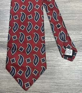 Vintage HAGGAR IMPERIAL Men's Tie Red Blue Geometric  100% Silk 57" x 3.5" - Picture 1 of 5