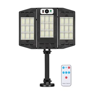 Mini farol solar con 3 paneles integrados y 216 LED, luz blanca, control remoto - Imagen 1 de 6