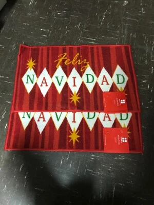 Lot Of 2 FELIZ NAVIDAD Christmas Rugs Christmas 17.3x27.9” Essential Home Kmart Foto 1 de 4