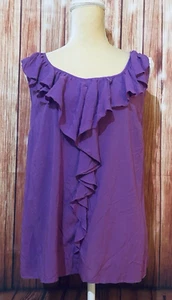 Women’s Medium Tank Top Gap Purple V Neck Ruffle Soft 100% Rayon  - Picture 1 of 11