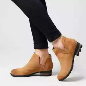 Sorel Women's Lolla Cut-Out Ankle Booties Size 8 Suede Upper Brown Bohemian - Picture 1 of 17