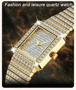 Diamant Frauen Uhren Gold Uhr Damen Armbanduhren Luxus Marke - Bild 1 von 6