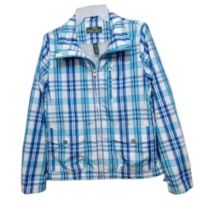 Lauren Ralph Lauren Active Blue Plaid Zip Up Light Jacket Women's Size Small S - Picture 1 of 8