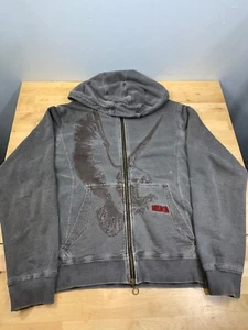 Vintage Nike Jacket Mens L Gray Embroidered Eagle Distress Faded#8752 - Picture 1 of 10