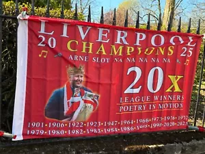 LIVERPOOL CHAMPIONS 2025 "ARNE SLOT" BANDIERA GIGANTE 5FT X 3FT 20X - Foto 1 di 12