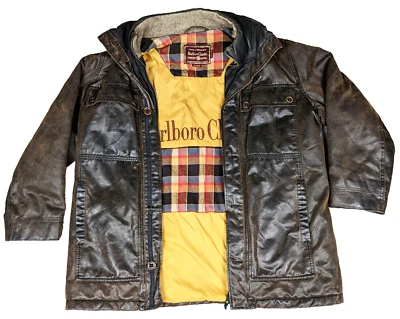 Vintage Marlboro Classics Winter Coat Mens Size 2XL XXL Brown Insulated Zip RARE Foto 1 de 4