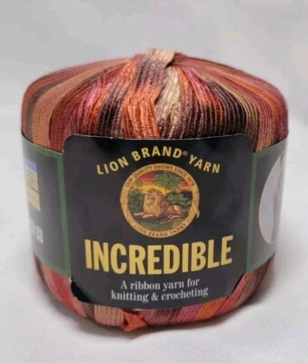 Lion Brand Incredible Ribbon Yarn  Autumn Leaves Color # 206 110 yds 1 Skein  - Image 1 of 4