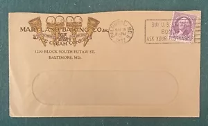1937 Cubierta Maryland Baking Co Conos de Helado South Eutaw St Baltimore Maryland - Imagen 1 de 4