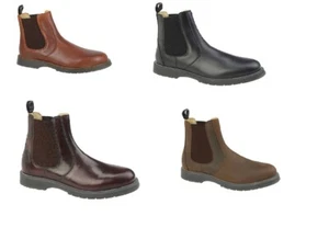 Bota Chelsea GRAFTERS Refuerzo M186 Cuero Negro Marrón Borgoña Tostado Talla UK 3-14 - Imagen 1 de 9