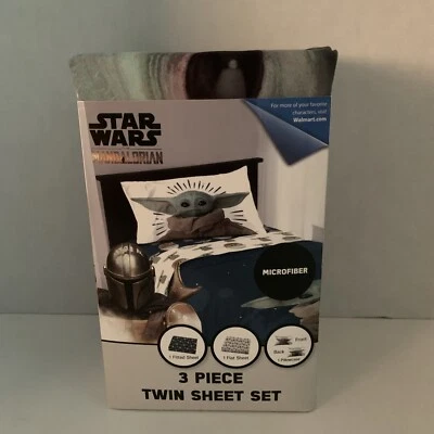 Star Wars The Mandalorian Baby Yoda Microfiber 3 Piece Twin Sheet Set - Image 1 of 4
