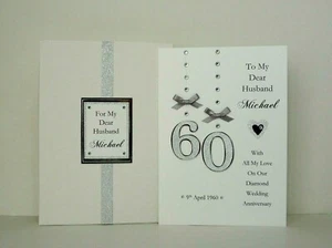 60th Diamond Wedding Anniversary Card Wife/Husband/Mum & Dad/Friend Personalised - Picture 1 of 4
