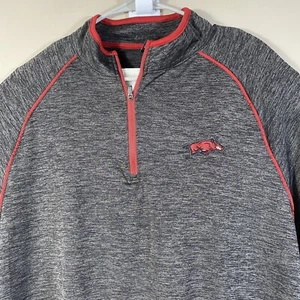 Colosseum Arkansas Razorbacks 1/4 Zip Pullover Gray Red Mens Size Large - Picture 1 of 13