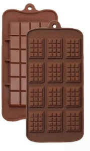 2 PACK Silicone Chocolate bar and Mini Rectangle Chip Thin Waffle Chocolate DIY - Picture 1 of 8