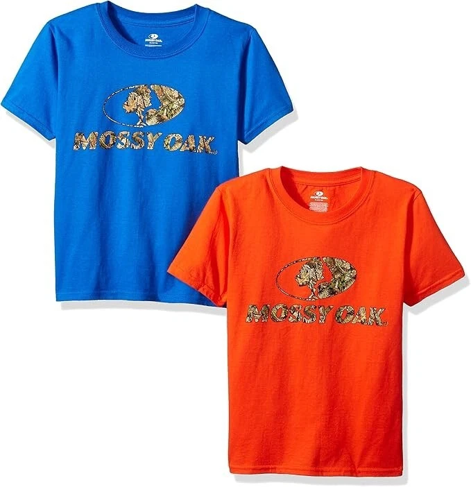 Mossy Oak Boys Short Sleeve Graphic T-Shirts (2 Pack), X-Large, Orange/Royal - Image 1 of 1