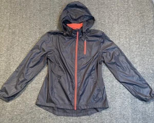Womens Danskin Now Hooded Rain Running Jacket Windbreaker Size Small Grey Pink - Picture 1 of 15