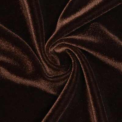 Brown Stretch Velvet Fabric - 60" Wide - Polyester Spandex - by the Yard - Image 1 of 4