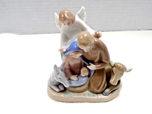 Cosmos Porcelain NATIVITY Holy Family Mary Joseph Jesus Angel hand painted MINT - Picture 1 of 10