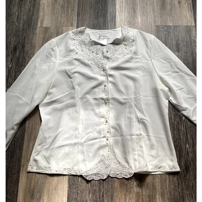 Top vintage años 90 satinado cuentas perlas encaje seda blanco salir 14 dinero antiguo lujo Foto 1 de 4