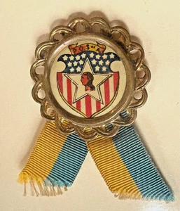VTG Early PATRIOTIC SONS OF AMERICA (POS. of A) Pin & Ribbon; US Flag Design - Picture 1 of 2