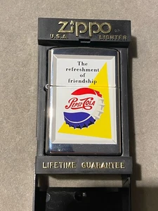 NEW Vintage Zippo Lighter W/Pepsi Logo Advertising Pepsico Inc. W/Box 01 - Picture 1 of 5