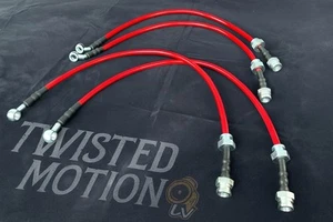 For 91-94 Sentra B13 JDM Front Rear SS Braided Hose Oil Brake Lines Cable Red - Bild 1 von 6