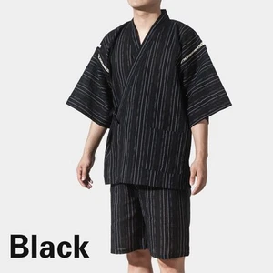 Mens Japanese Pyjama Sets Yukata Jinbei Traditional Kimono Nightwear Stripe - Picture 1 of 13