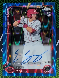 Eric Yang (RC) 2025 Topps Chrome Rookie Auto Blue RayWave Refractor 077/150 Reds - Picture 1 of 2