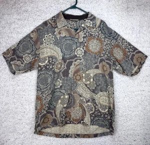 Tommy Bahama Mandala Design Hawaiian Silk Shirt Button Brown Paisley Men's Sz L - Picture 1 of 8