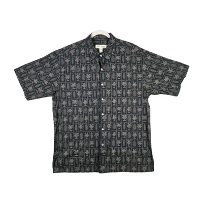 Мужская гавайская рубашка Tori Richard размер Large 100% хлопок газон пальмы деревья и листья - Изображение 1 из 4