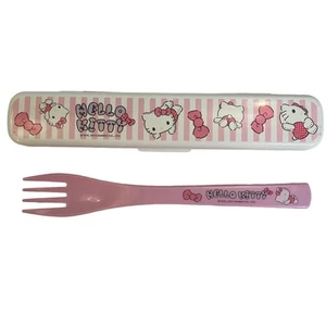 Sanrio 2009 Hello Kitty Lunch Utensil Fork Pink Travel Case - Picture 1 of 5