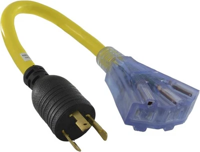 Conntek 30-AmpTri-Outlet 1.5-Feet Convenience Cord with Power Indicator Yellow - Image 1 of 4