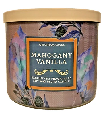 VELA DE VAINILLA CAOBA 14,5 OZ grande 3 mechas cuerpo de baño funciona blanco granero en caja Foto 1 de 3