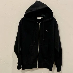 Obey Tab Zip Hoodie Sweatshirt Black Full Zip - Picture 1 of 6