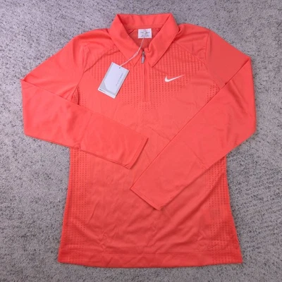 Nike Golf Polo Mujer XS Personalizado Atleta Manga Larga Naranja Cuarto Cremallera Camisa Nuevo con Etiquetas Foto 1 de 4