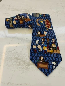 Cravatta vintage Peanuts Charlie Brown Snoopy Bankers Hours seta made in USA  - Foto 1 di 10