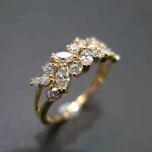 2 Ct Marquise Lab Created Diamond Women's Engagement Ring 14k Yellow Gold Finish - Picture 1 of 3