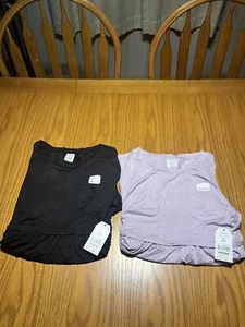 Time &  Tru 2 Pcs  S (4-6) Maternity Semi Fitted Babydoll Tee Black & Purple NWT - Picture 1 of 24