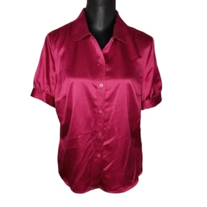 Blusa frontal con botones satinados east 5th Melrose fucsia (NUEVA CON ETIQUETAS $30) - 14 - Imagen 1 de 8