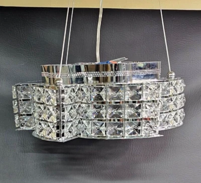 Modern Crystal Chandelier LED Ceiling Light Flush Mount Pendant Lamp Fixture NIB - Image 1 of 4
