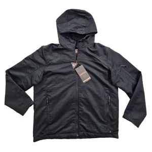 Hawke & Co Performance schwarzer Hoodie Herren Größe Large Reißverschluss Jacke Fleece gefüttert neu mit Etikett - Bild 1 von 16