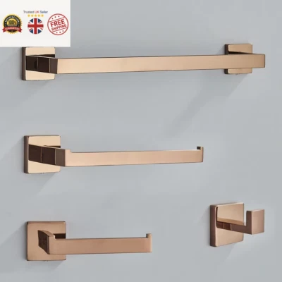 Bathroom Hardware Rose Gold Polish Shiny Bathrobe Hook Towel Rail Bar Rack Bar S