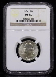 1942 Washington Quarter NGC MS66 - Picture 1 of 4