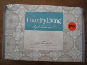 NIP Country Living microfiber twin sheet set gold silver ivory easy care - Picture 1 of 3