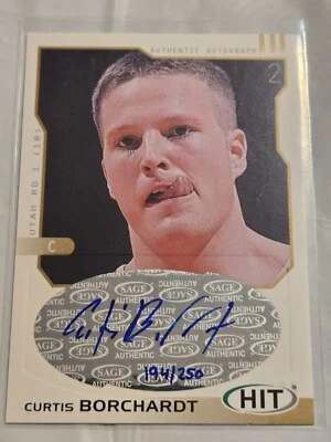 2002-03 SAGE Hit Gold Auto #D /250 Curtis Borchardt #H6 Rookie Auto RC Stanford - Image 1 of 2