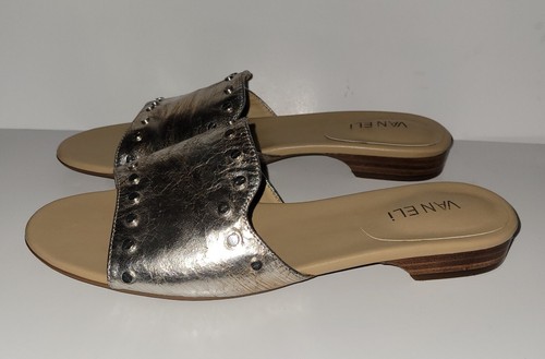 VANS Sandali da donna Van Elide taglia 8 5 M borchie argento metallizzato smaltato pelle