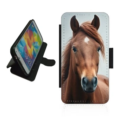 Brown Horse Phone Case Wallet flip cover For iPhone Samsung HOR4 picture - Image 1 of 4