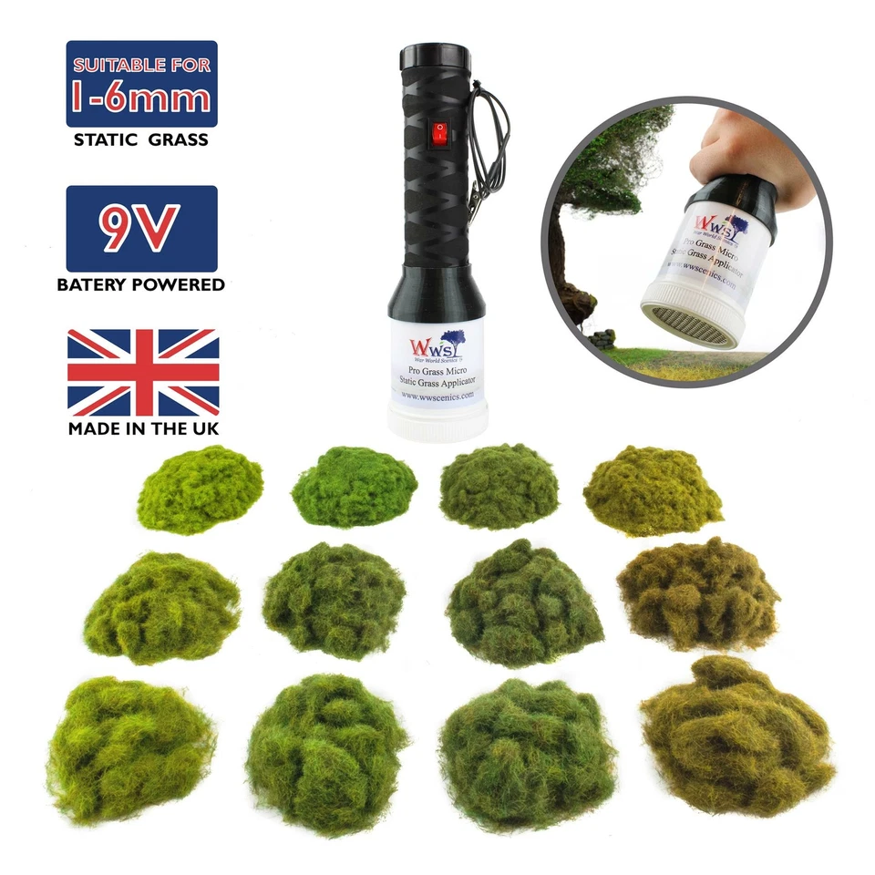WWS Pro Grass Micro Static Grass Applicator Four Seasons Kit – Railway Wargames