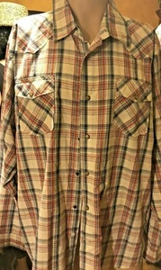 Vintage Wrangler Jeans Co. Red/Gray Plaid Snap Front Long Sleeve Shirt Sz. 2XL  - Picture 1 of 6